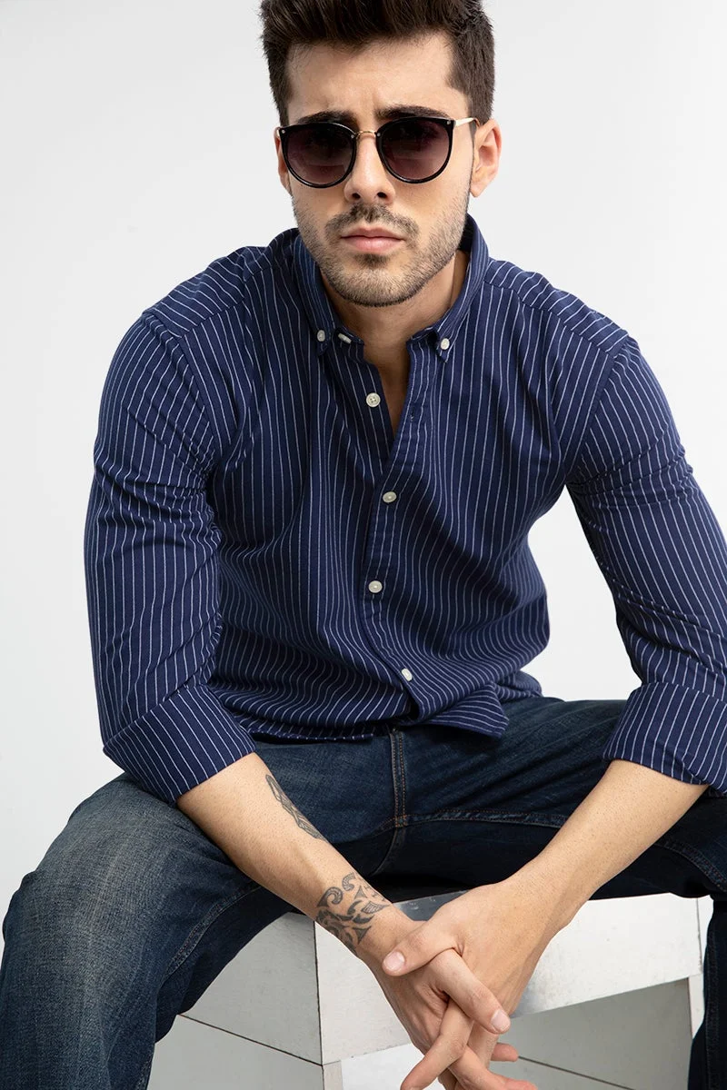 سنيتش قميص لينين أزرق داكن