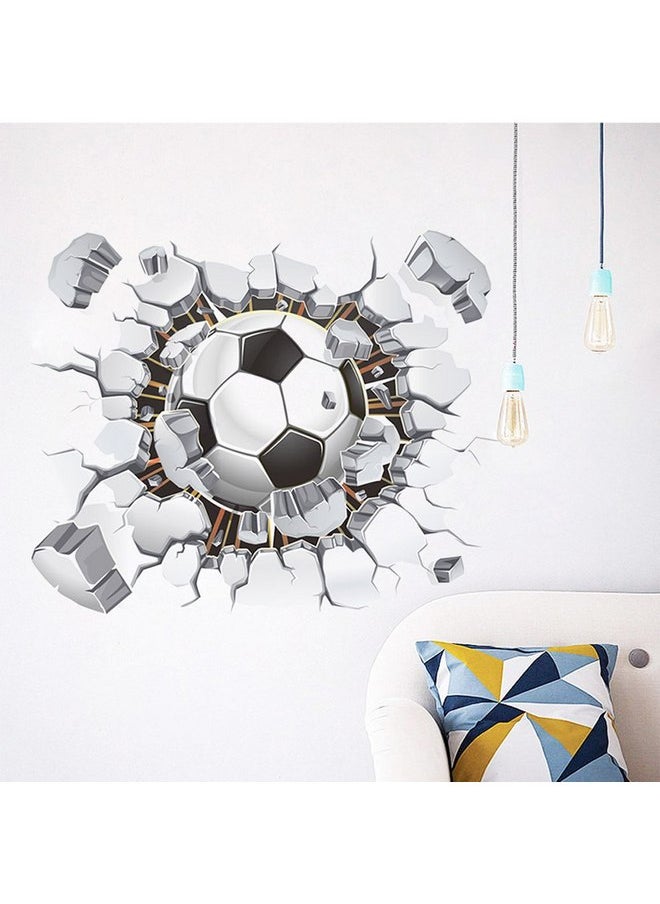 Queenland 17"x16" 3D Soccer Football Cracked Wall Stickers Vinyl Decals Removable Decor for Living Room Kids Room Baby Nursery Boys Bedroom  - Image 5