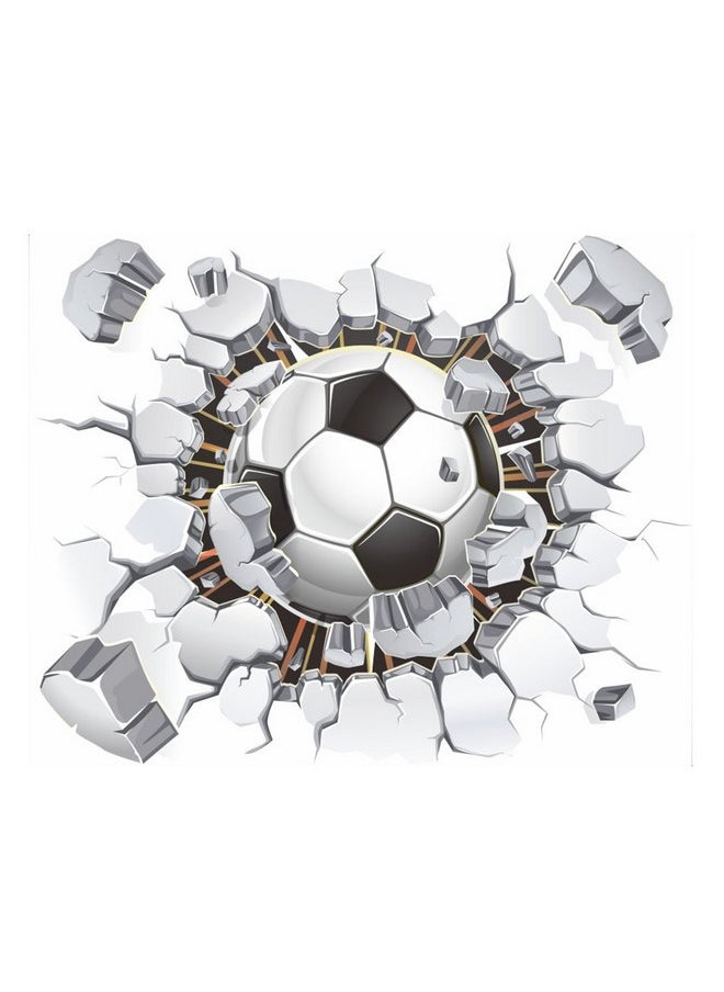 Queenland 17"x16" 3D Soccer Football Cracked Wall Stickers Vinyl Decals Removable Decor for Living Room Kids Room Baby Nursery Boys Bedroom  - Image 1