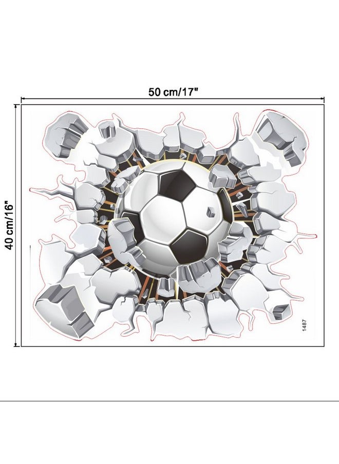 Queenland 17"x16" 3D Soccer Football Cracked Wall Stickers Vinyl Decals Removable Decor for Living Room Kids Room Baby Nursery Boys Bedroom  - Image 2