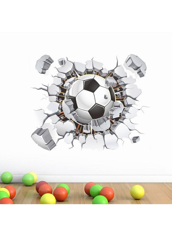 Queenland 17"x16" 3D Soccer Football Cracked Wall Stickers Vinyl Decals Removable Decor for Living Room Kids Room Baby Nursery Boys Bedroom  - Image 3