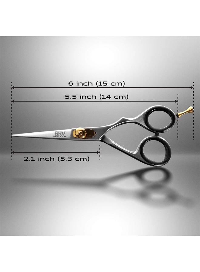 Professional German Steel Hammer Forged Mustache & Beard Scissors - 5.5" - 100% Stainless Steel - Razor Sharp Facial Hair Trimming Shears (RIGHT HANDED - silver)