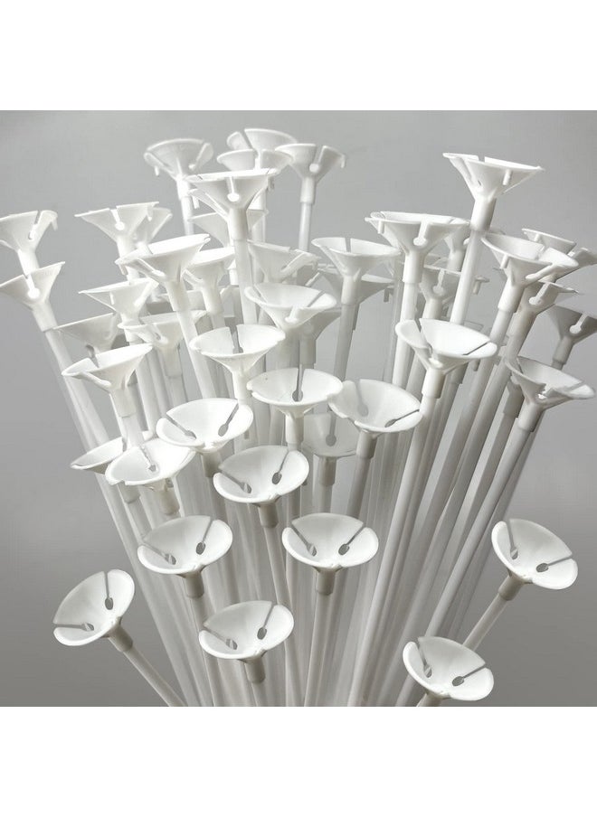 GiftExpress 60Pcs 12" White Balloon Sticks Plastic Balloon Sticks With Cups For Birthday Party Wedding Anniversary Decorations  - Image 1