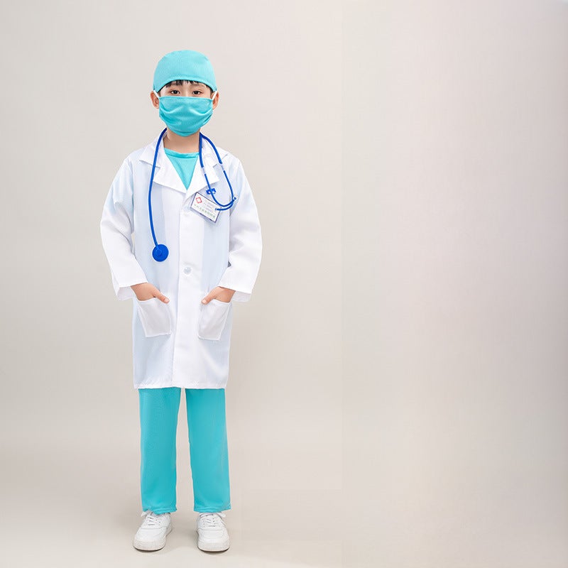 Kids Doctor Nurse Role Play Surgical Outfits White coat + simulation stethoscope