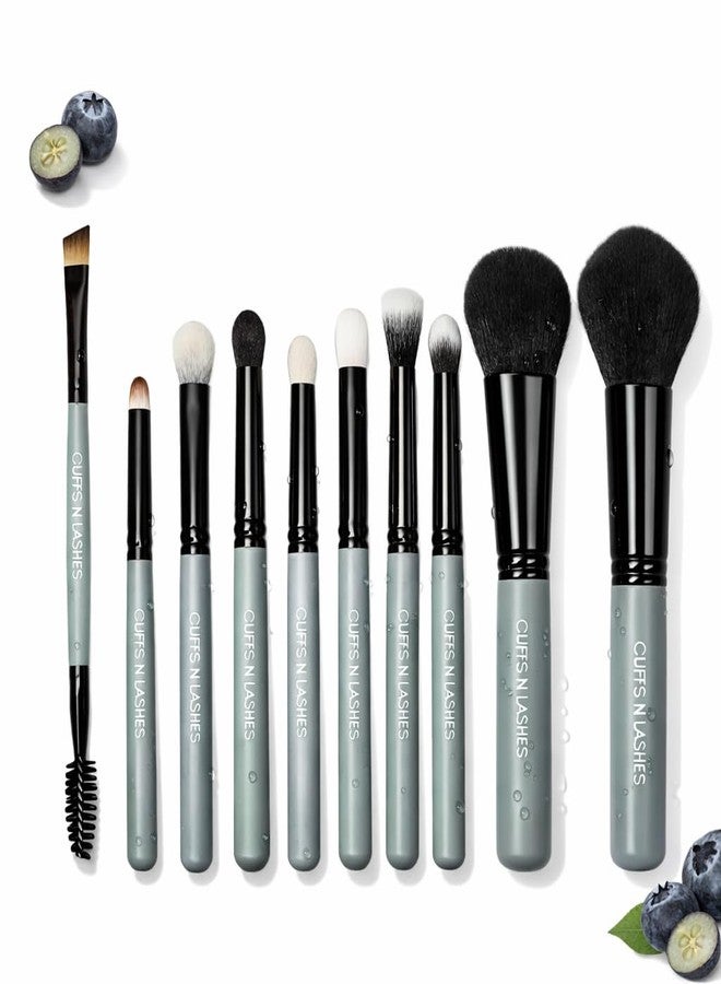 Cuffs N Lashes Makeup Brush Set of 10 Travel Size - Compact Professional Face &Eye Brushes | Soft Bristles | Handmade in India | Cruelty-Free &Vegan Friendly - Image 1