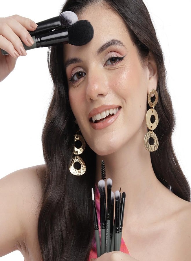 Cuffs N Lashes Makeup Brush Set of 10 Travel Size - Compact Professional Face &Eye Brushes | Soft Bristles | Handmade in India | Cruelty-Free &Vegan Friendly - Image 4
