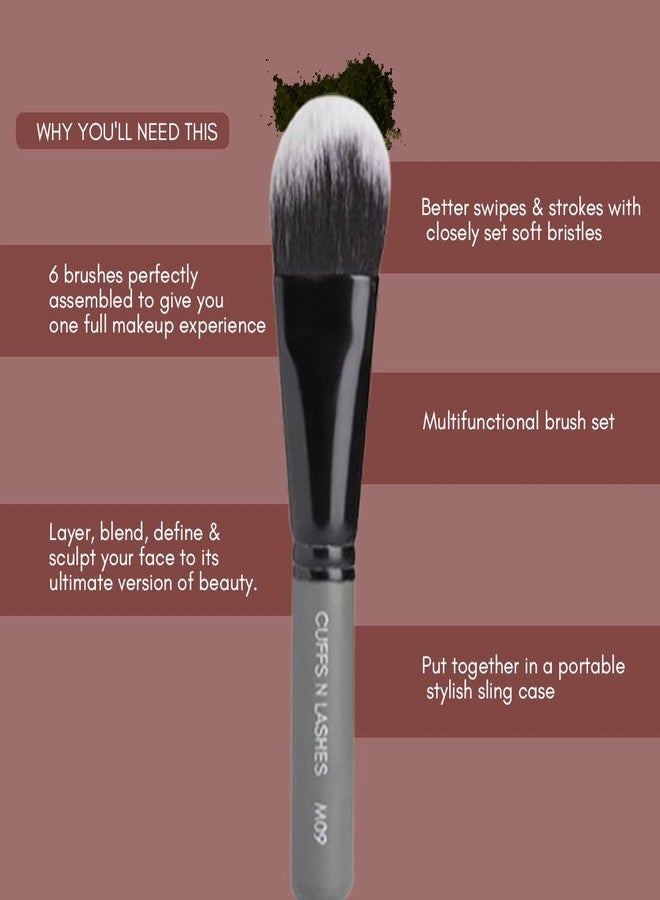Cuffs N Lashes Makeup Brush Set of 10 Travel Size - Compact Professional Face &Eye Brushes | Soft Bristles | Handmade in India | Cruelty-Free &Vegan Friendly - Image 5