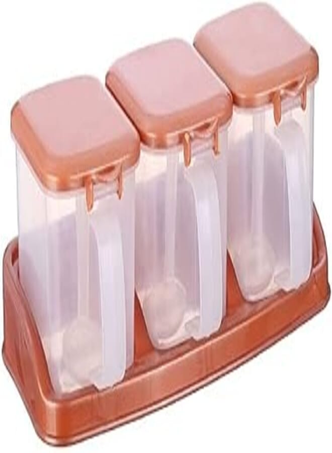elyassin Plastic seasoning jar with stand, yasin 3 piece set - multicolor