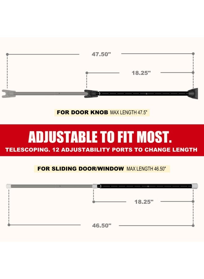 SECURITYMAN 2-In-1 Door Security Bar And Sliding Patio Door Security Bar 2 Pack Via Interchangeable Caps - Constructed Of High Grade Iron - Black  - Image 3