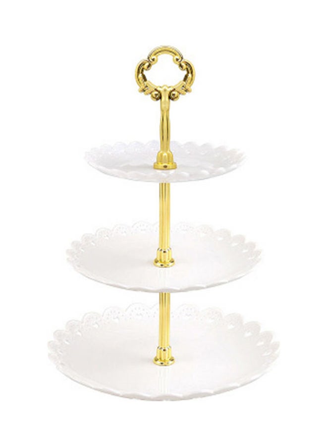 Loquat 3-Tier Ceramic Cupcake Stand White/Gold 15x22x31cm