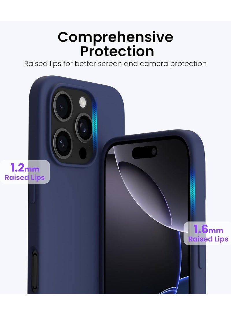 Delivus Iphone 16 Pro, Navy Blue Silicone Case - Silky Soft Touch with Grade Drop Protection - Anti-Scratch Microfiber Lining - Shockproof Protective Phone Case Slim Thin Cover - Image 3