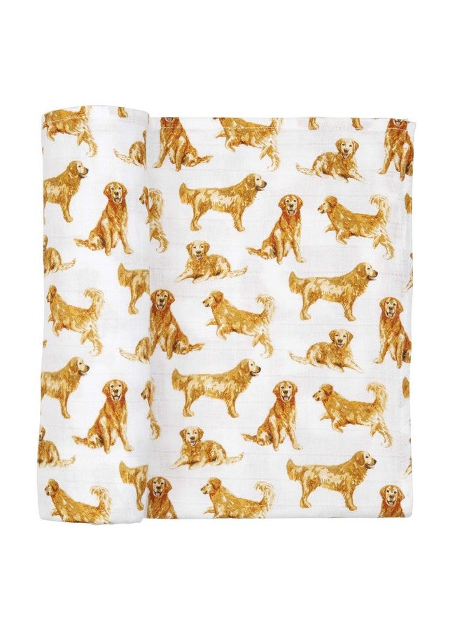 mud pie Golden Retriever Print Muslin Baby Swaddle Blanket 47" X 47" - Image 1
