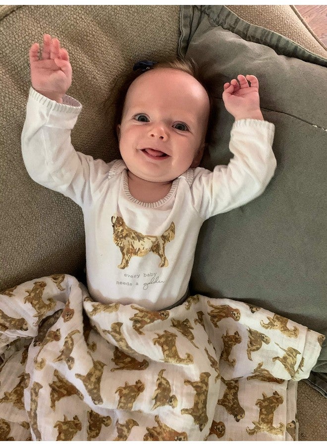 mud pie Golden Retriever Print Muslin Baby Swaddle Blanket 47" X 47" - Image 5