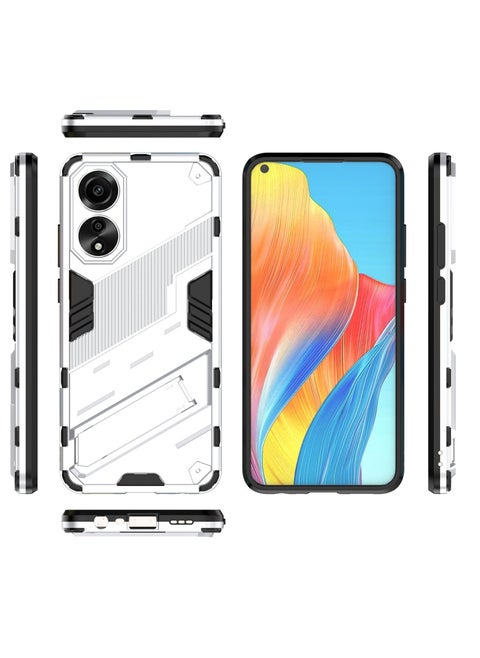 Punk Armor 2 in 1 PC Tpu Shockproof Phone Case with Invisible Holder For OPPO A78 4G (white)