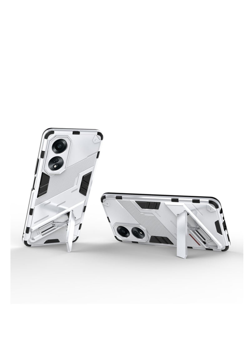 Generic - Punk Armor 2 in 1 PC Tpu Shockproof Phone Case with Invisible Holder For OPPO A78 4G (white) - Image 1