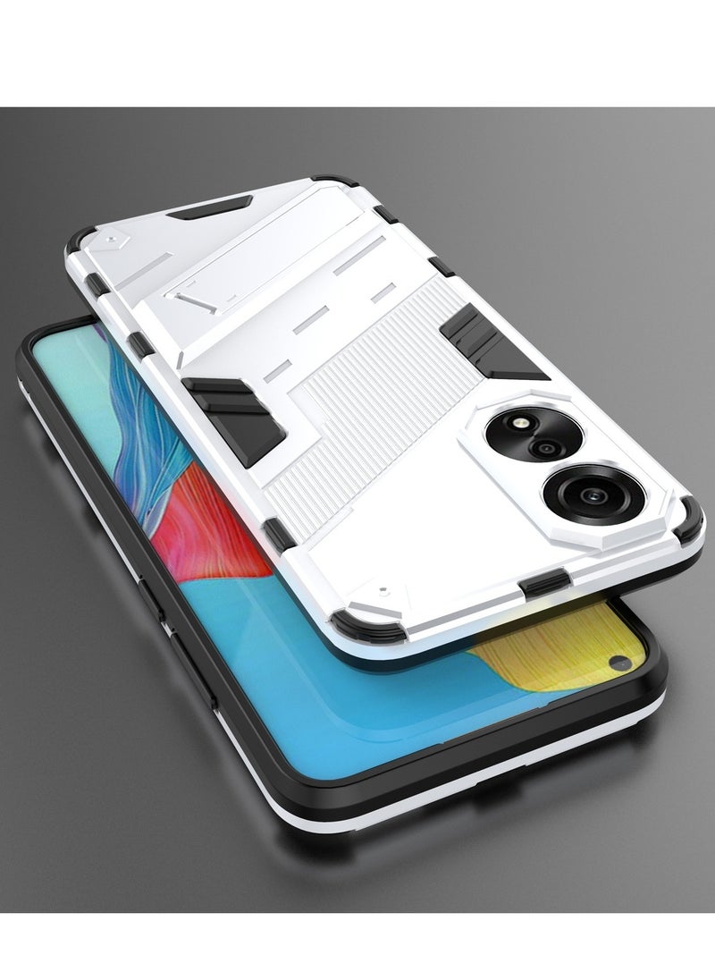 Generic - Punk Armor 2 in 1 PC Tpu Shockproof Phone Case with Invisible Holder For OPPO A78 4G (white) - Image 1