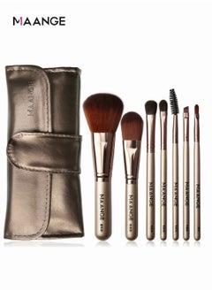 MAANGE 7 Piece Professional Makeup Brushes Set with PU Leather Case/Bag- Luxury Gold Collection Ideal for UAE Beauty Enthusiasts  - Image 1