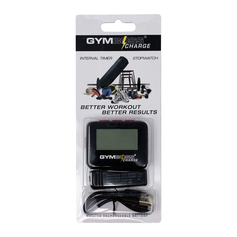 Gymboss مؤقت فترات جيمبوس شارج وساعة توقيت (أسود/أحمر) - Image 5