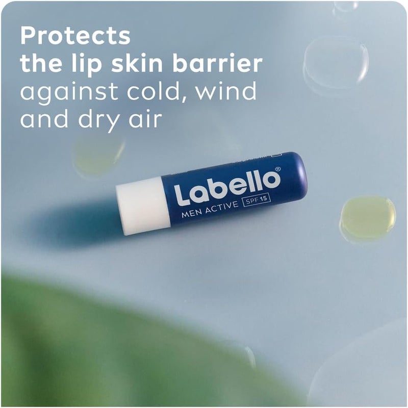Labello بلسم شفاه لابيلو للرجال النشط، SPF 15، ترطيب يدوم 24 ساعة، مع مكونات طبيعية، خالي من الزيوت المعدنية، خالي من العطور، 4.8 جرام - Image 3