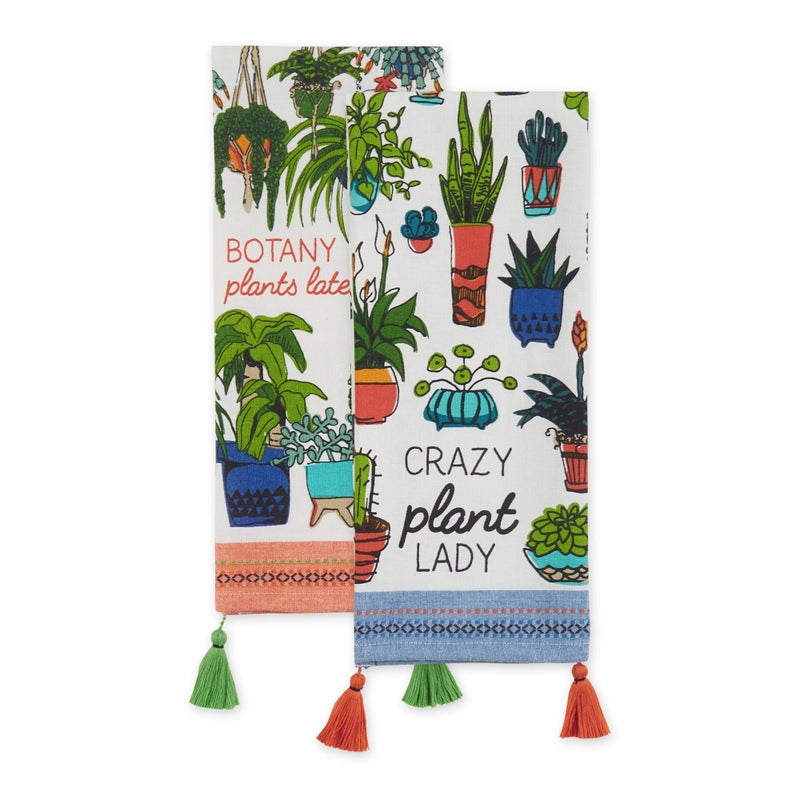 EL: TEXTILES ASST CRAZY PLANT LADY PRINTED DISHTOWEL SET/2 - Image 3
