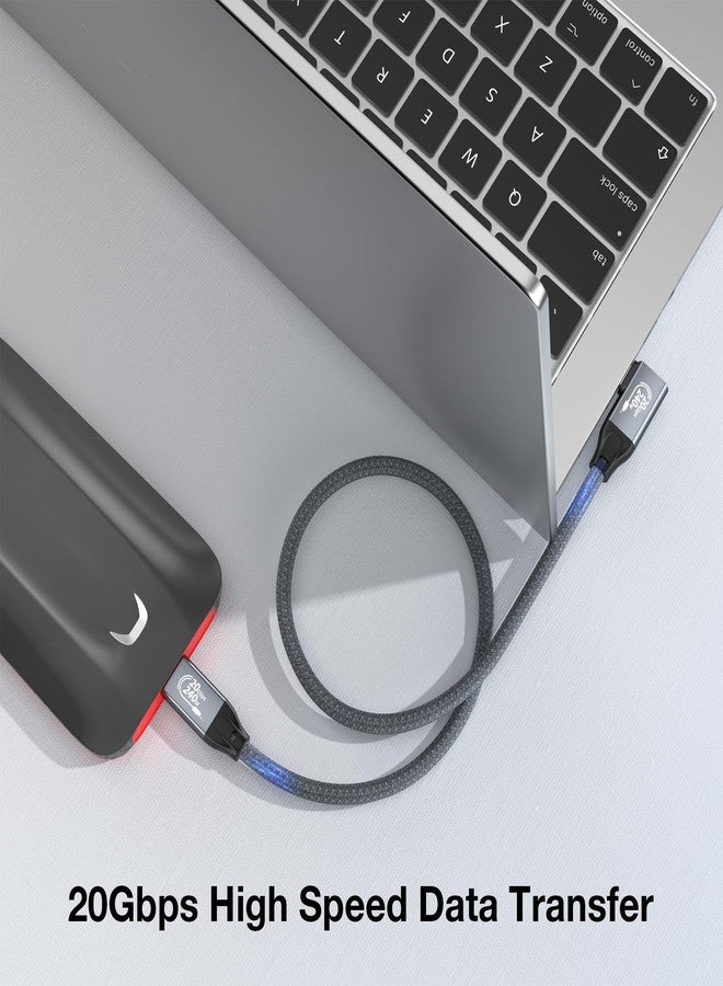 QCEs USB C 3.2 Gen 2x2 Cable Right Angle 3.3FT, 20Gbps Data Transfer, USB C Monitor Cable 8K30Hz 4K60Hz Video Output, 90 Degree 240W PD Charging Cord for iPhone 16 Carplay, MacBook, Portable Monitor - Image 2