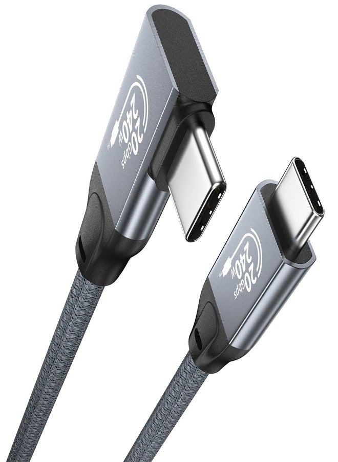 QCEs USB C 3.2 Gen 2x2 Cable Right Angle 3.3FT, 20Gbps Data Transfer, USB C Monitor Cable 8K30Hz 4K60Hz Video Output, 90 Degree 240W PD Charging Cord for iPhone 16 Carplay, MacBook, Portable Monitor - Image 1