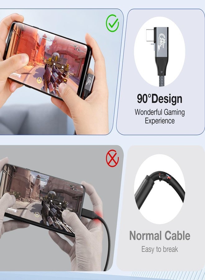 QCEs USB C 3.2 Gen 2x2 Cable Right Angle 3.3FT, 20Gbps Data Transfer, USB C Monitor Cable 8K30Hz 4K60Hz Video Output, 90 Degree 240W PD Charging Cord for iPhone 16 Carplay, MacBook, Portable Monitor - Image 5
