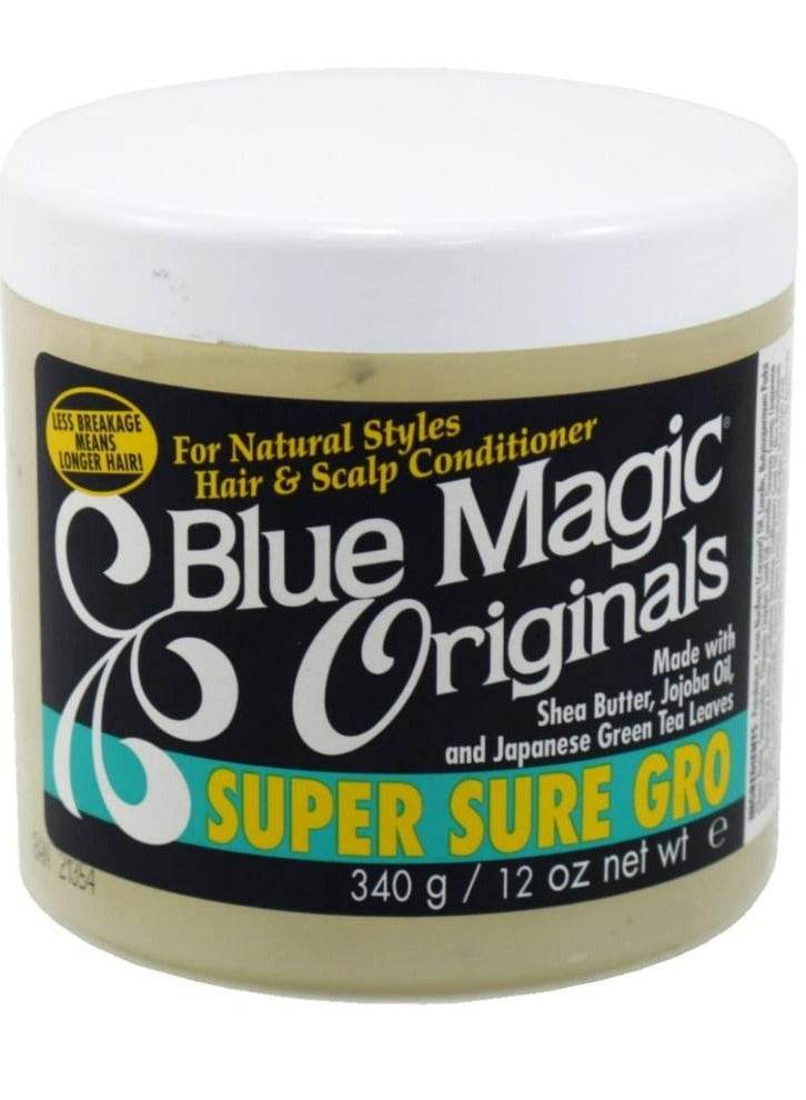 BLUE MAGIC Originals Super Sure Gro For 100% Natural Styles Hair And Scalp Conditioner 340 g