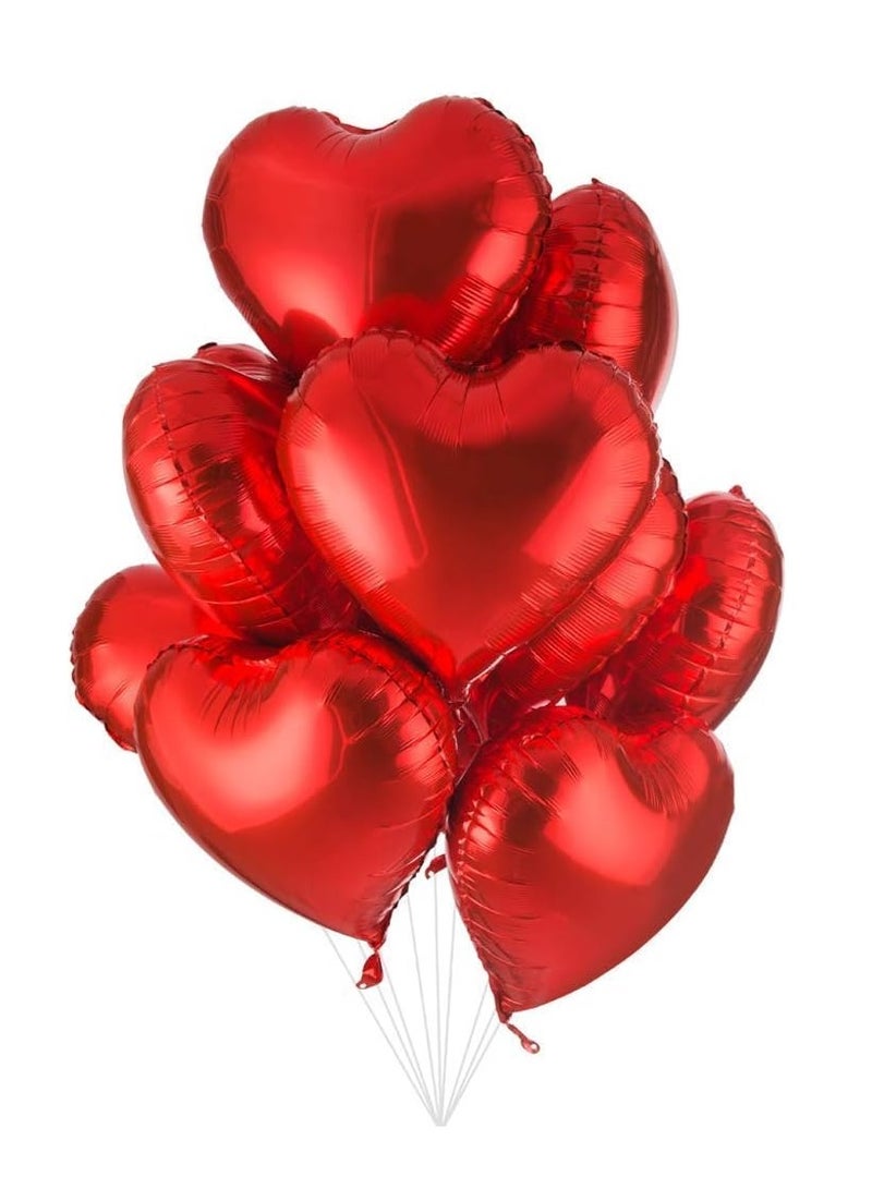 GUDOO 10 قطع من بالونات القلب الحمراء المصنوعة من رقائق الألمنيوم – بالونات حب بحجم 18 بوصة ليوم الحب، وحفلات الزفاف، والذكرى السنوية، وتزيين الحفلات الرومانسية. - Image 2