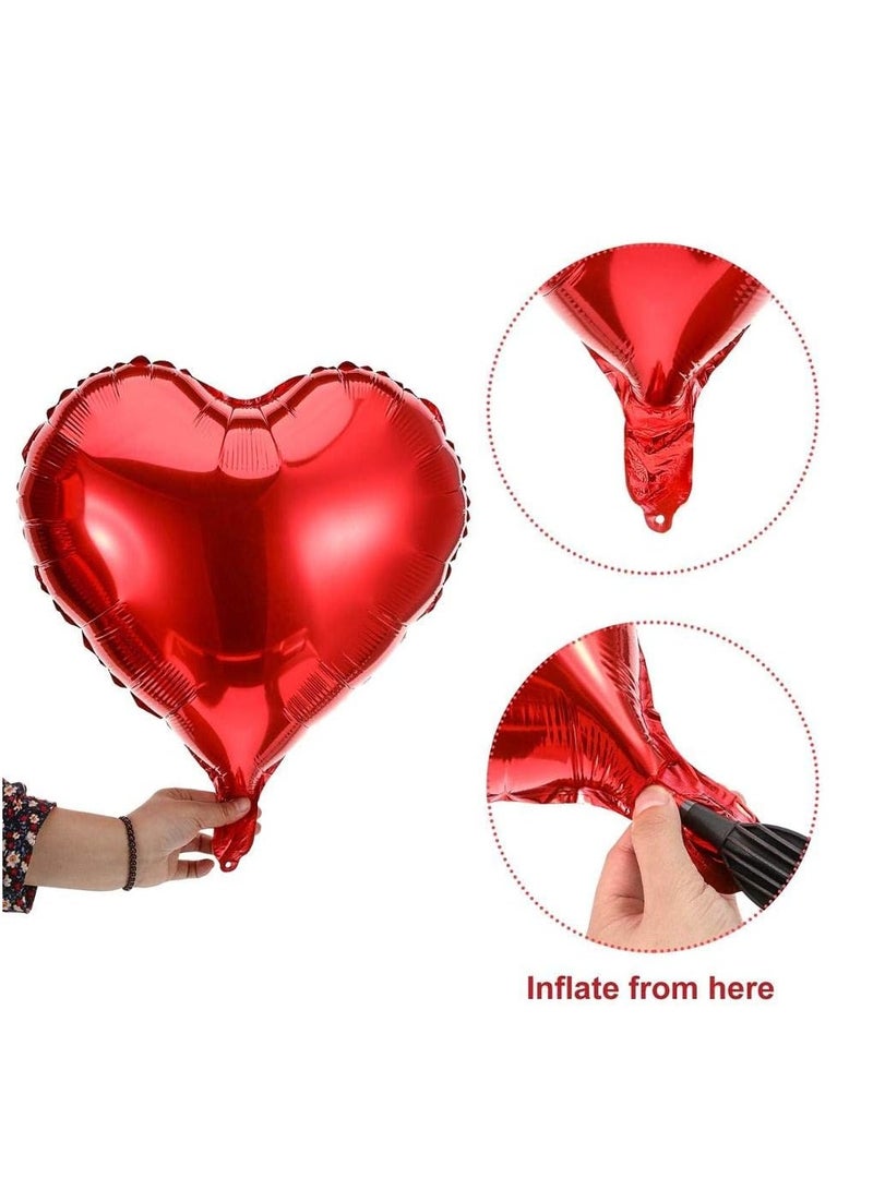 GUDOO 10 قطع من بالونات القلب الحمراء المصنوعة من رقائق الألمنيوم – بالونات حب بحجم 18 بوصة ليوم الحب، وحفلات الزفاف، والذكرى السنوية، وتزيين الحفلات الرومانسية. - Image 5