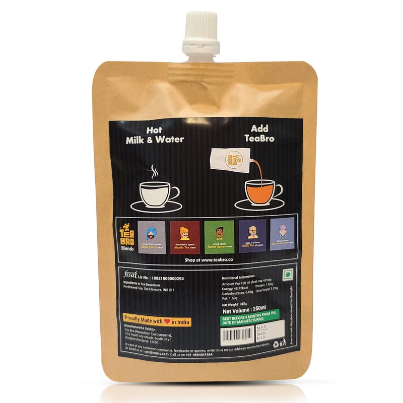 TEA BRO Instant Tea, Masala Tea Decoction | Pre-Brewed Tea Liquid (Concentrate) | Serves 25 Cups | Just Add Hot Milk + Water - Image 2