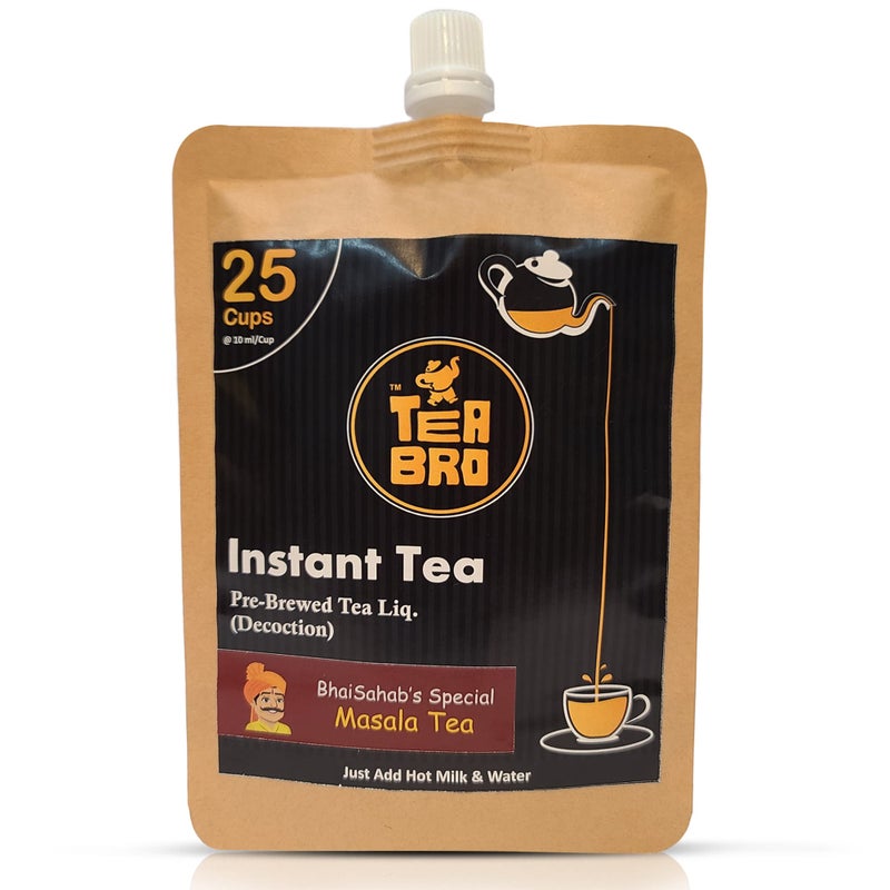 TEA BRO Instant Tea, Masala Tea Decoction | Pre-Brewed Tea Liquid (Concentrate) | Serves 25 Cups | Just Add Hot Milk + Water - Image 1