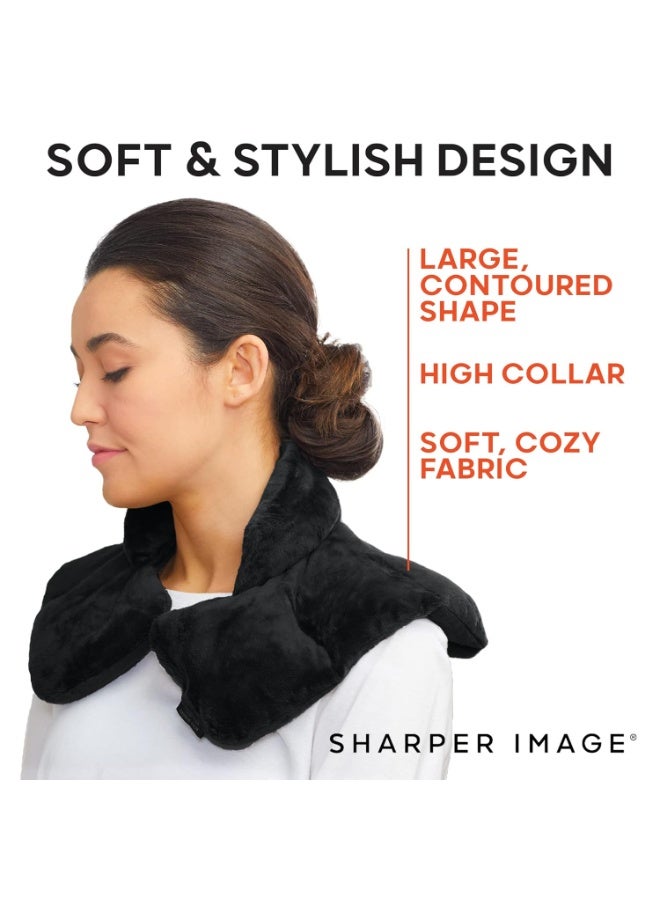 Sharper Image Heated Neck & Shoulder Wrap - Microwavable Warm & Cooling Plush Pad, Scented Aromatherapy (100% Natural Lavender & Herb Spa Blend), Pain Tension Headache Relief Therapy, Gift for Women - Image 5