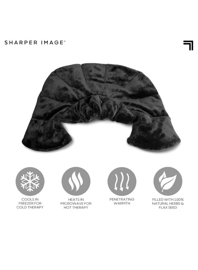 Sharper Image Heated Neck & Shoulder Wrap - Microwavable Warm & Cooling Plush Pad, Scented Aromatherapy (100% Natural Lavender & Herb Spa Blend), Pain Tension Headache Relief Therapy, Gift for Women - Image 4