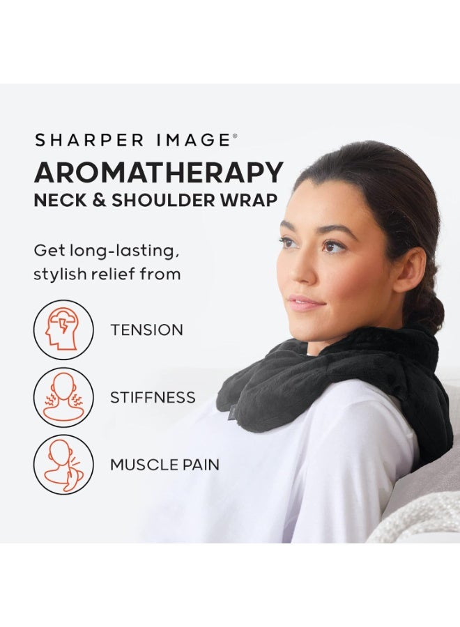 Sharper Image Heated Neck & Shoulder Wrap - Microwavable Warm & Cooling Plush Pad, Scented Aromatherapy (100% Natural Lavender & Herb Spa Blend), Pain Tension Headache Relief Therapy, Gift for Women - Image 3