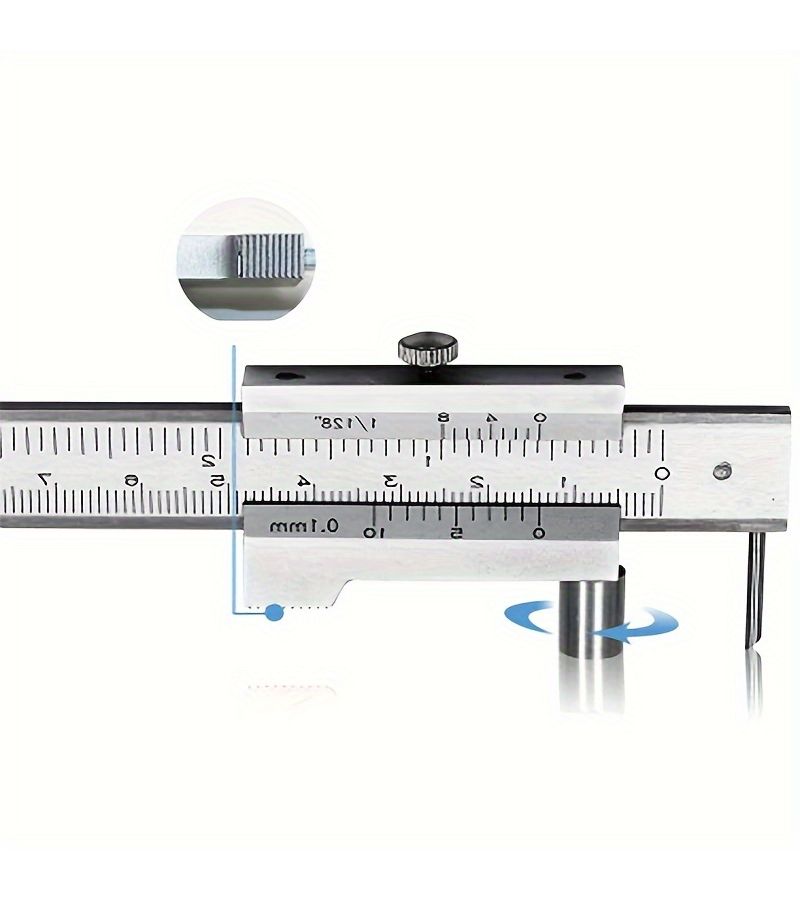200mm Khaki Steel Caliper 0.1mm Precision No Battery Durable Accurate for Industrial Academic Use - Image 4