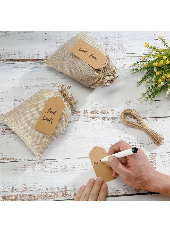 30 كيس هدايا من الخيش مع رباط و30 بطاقة، أكياس كتان من الخيش لحفلات الزفاف، أكياس مجوهرات من الخيش لهدايا أعياد الميلاد والحفلات والهدايا وتوزيعات الزفاف والأعمال الفنية والحرف اليدوية - Image 2