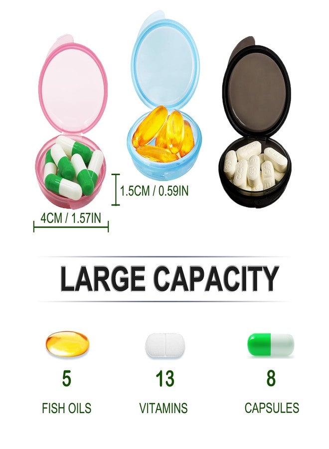 GIIYAA Pill Organizer for Pocket, Mini Pill Box for Pocket Purse, Portable Travel Pill Container, Small Secure Storage for Supplements & Daily Care (Black-Pink-Blue 6 PCS - Image 3