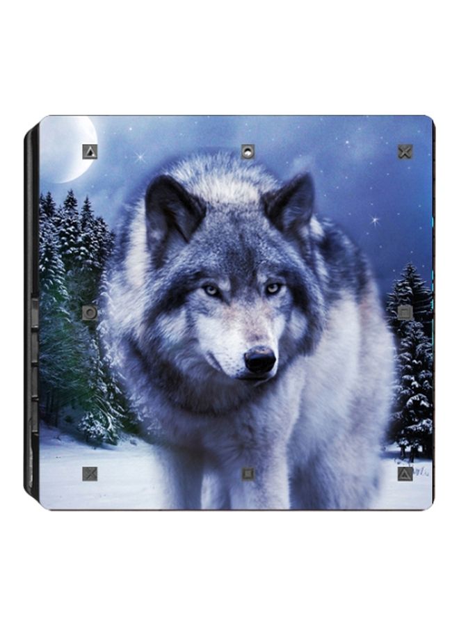 NIBEMINENT 4-Piece Wolf Printed Console And Controller Sticker For PlayStation 4 Slim - Image 2