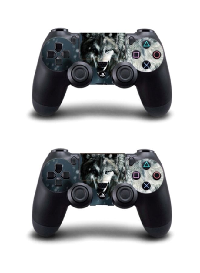 NIBEMINENT 4-Piece Wolf Printed Console And Controller Sticker For PlayStation 4 Slim - Image 3