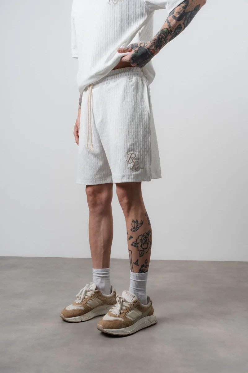 RESPIRE Men's Respire Relined Printed Shorts, Off-White