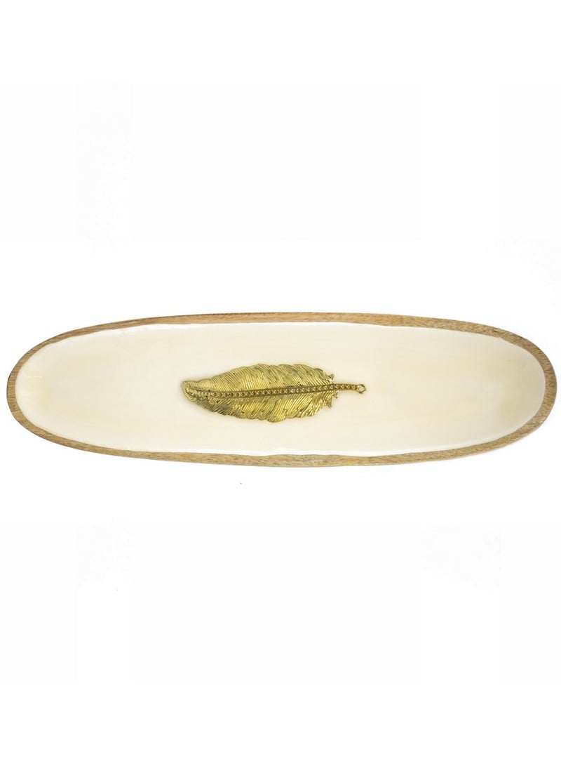 Souq DESIGNS Souq DESIGNS Wooden Tray Bamboo multi use Serving Tray Gold leaf - Coffee Food Organizer, Trays Serving Set, Tray Organizer, Tray Decor for Kitchen Dining Countertop & jewelry - Image 4