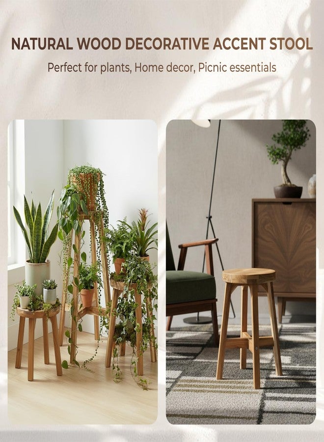 ARROWSTONE Round Stool Acacia Wood, 18" Height, 11'' Round Top, Backless, Easy Assembly, Natural Wax Finish, Wooden Stool for Plant, Dining Room, Kitchen Counter, Makeup - Image 5