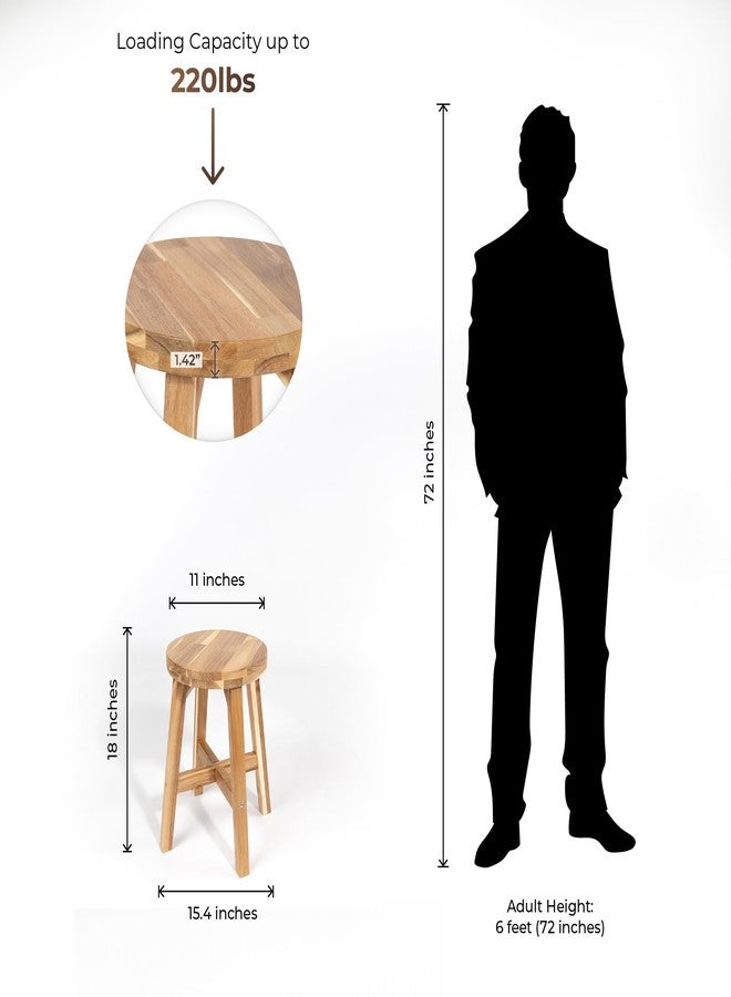 ARROWSTONE Round Stool Acacia Wood, 18" Height, 11'' Round Top, Backless, Easy Assembly, Natural Wax Finish, Wooden Stool for Plant, Dining Room, Kitchen Counter, Makeup - Image 2