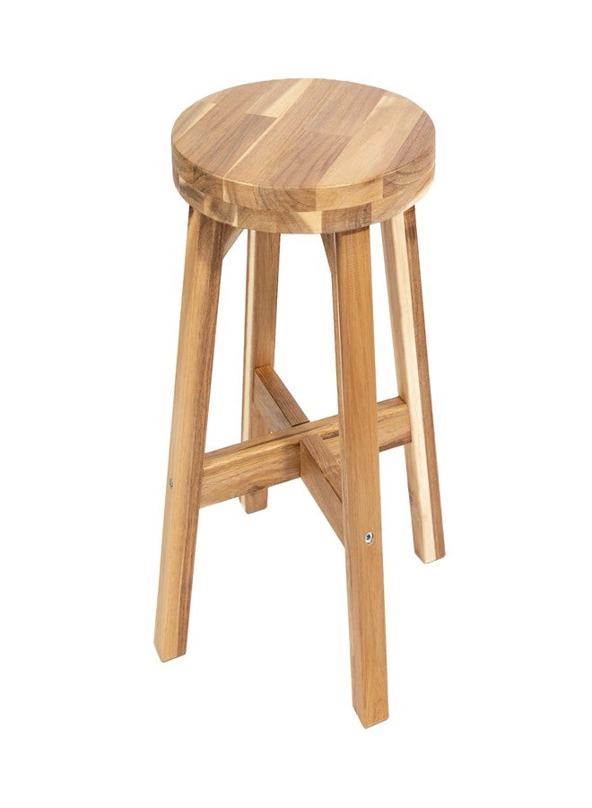ARROWSTONE Round Stool Acacia Wood, 18" Height, 11'' Round Top, Backless, Easy Assembly, Natural Wax Finish, Wooden Stool for Plant, Dining Room, Kitchen Counter, Makeup - Image 1