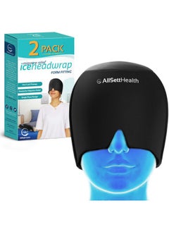 AllSett Health 2 Pack - Migraine Relief Cap Ice Head Wrap and Hat | Hot/Cold Gel Pack With Face and Eye Mask Compress for Headache Relief - FSA HSA Eligible Items  - Image 1
