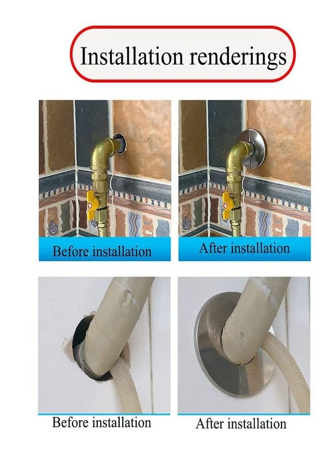 PZRT 2pcs Wall Split Flange, Stainless Steel Round Escutcheon Plate Wall-mounted Water Pipe Cover Accessories for 41mm Diameter Pipe - Image 5