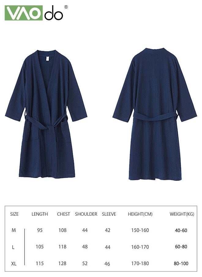VAOdo Women's Bathrobe Light Super Absorbent Skin-friendly Home Clothes Nightgown Suitable for All Seasons Navy Blue  - Image 3