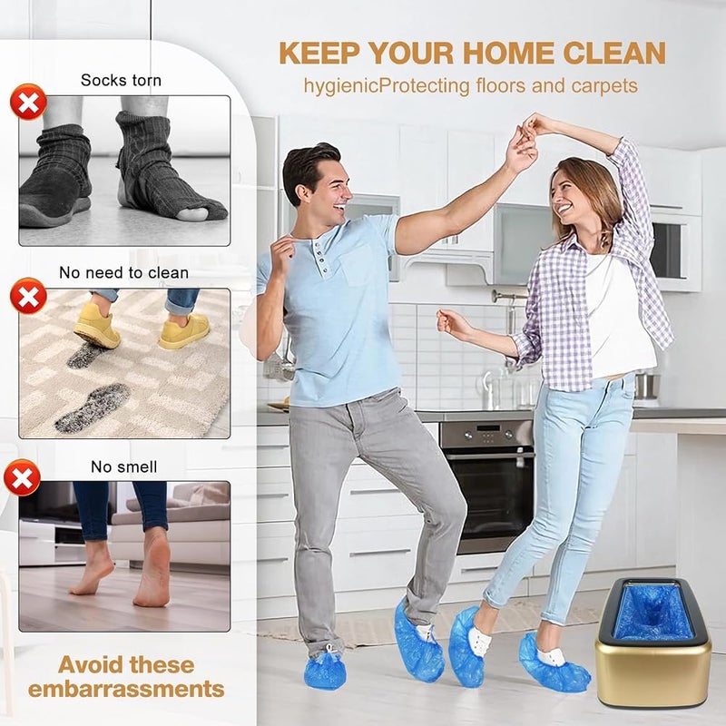 KASTWAVE Shoe Cover Dispenser, Shoe Cover Machine Automatic Shoe Booties, 200pcs Disposable Plastic Shoe Covers Bags Shoe Covers Machine for Indoors Home Supermarket Shops Hospital - Image 2