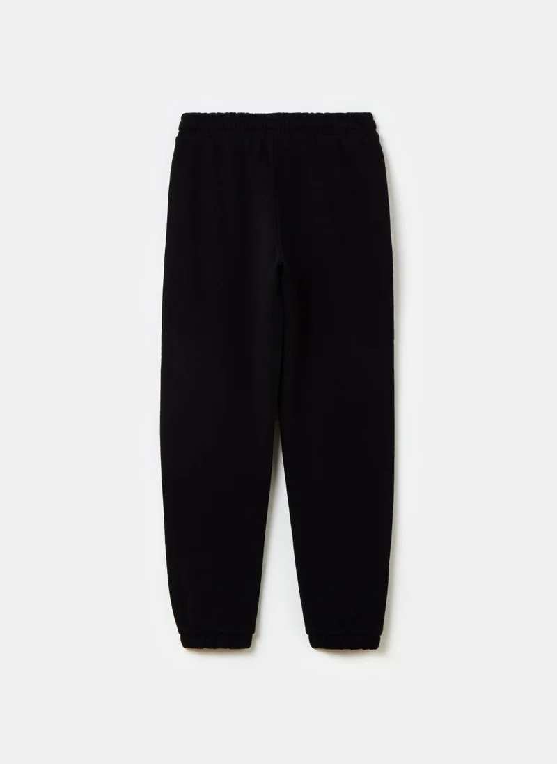 او في اس Fleece joggers with drawstring and print